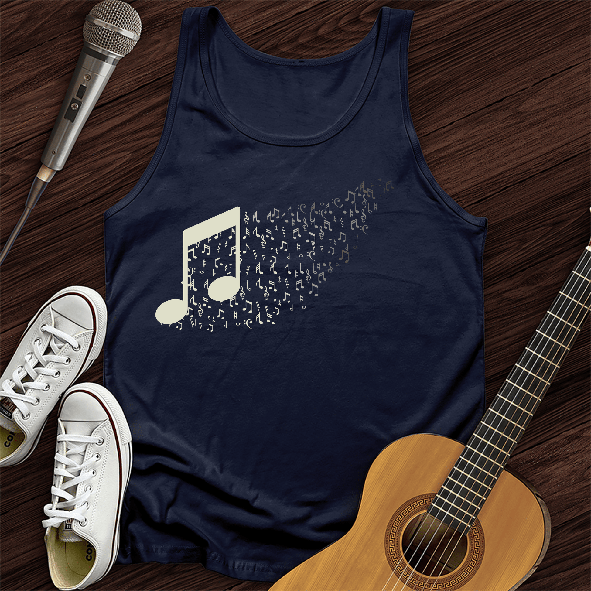 Printify Tank Top Navy / XS Music Note Floating Away Unisex Tank Top
