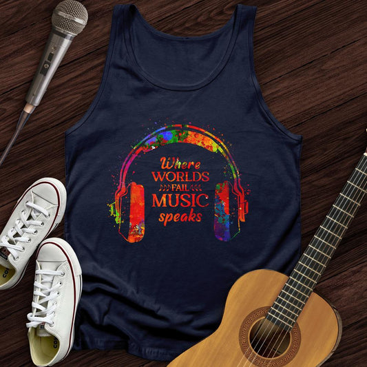 Printify Tank Top Navy / XS Music Speaks Unisex Tank Top