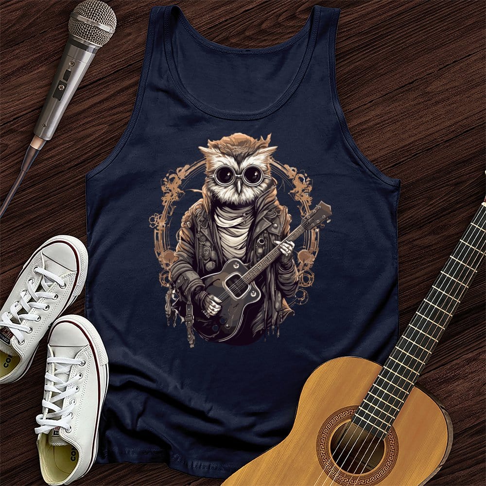 Printify Tank Top Navy / XS Owl Playing Guitar Unisex Tank Top