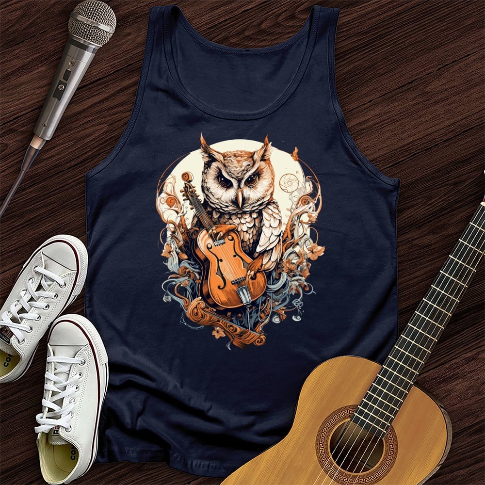 Printify Tank Top Navy / XS Owl Violin Unisex Tank Top