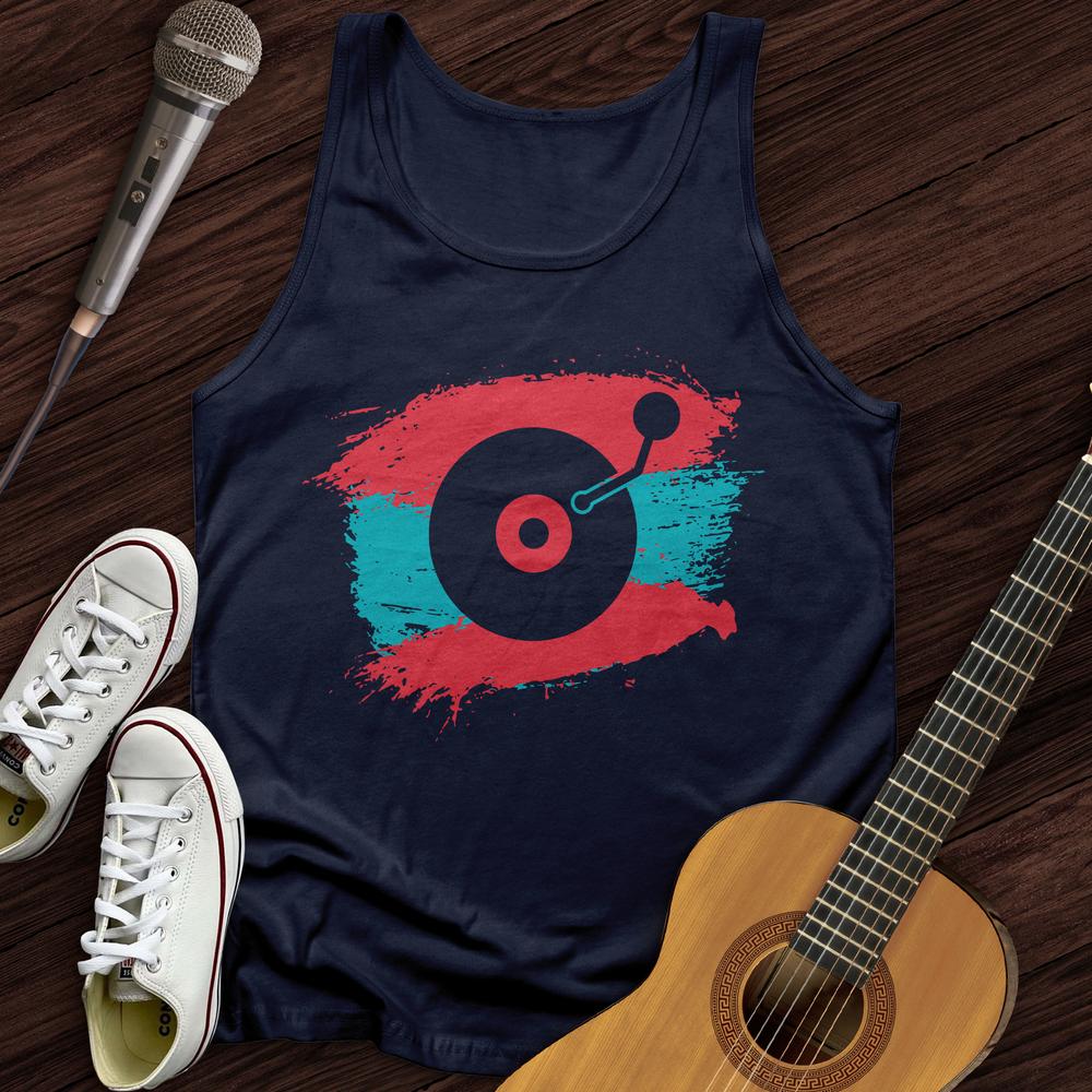 Printify Tank Top Navy / XS Painted Record Unisex Tank Top