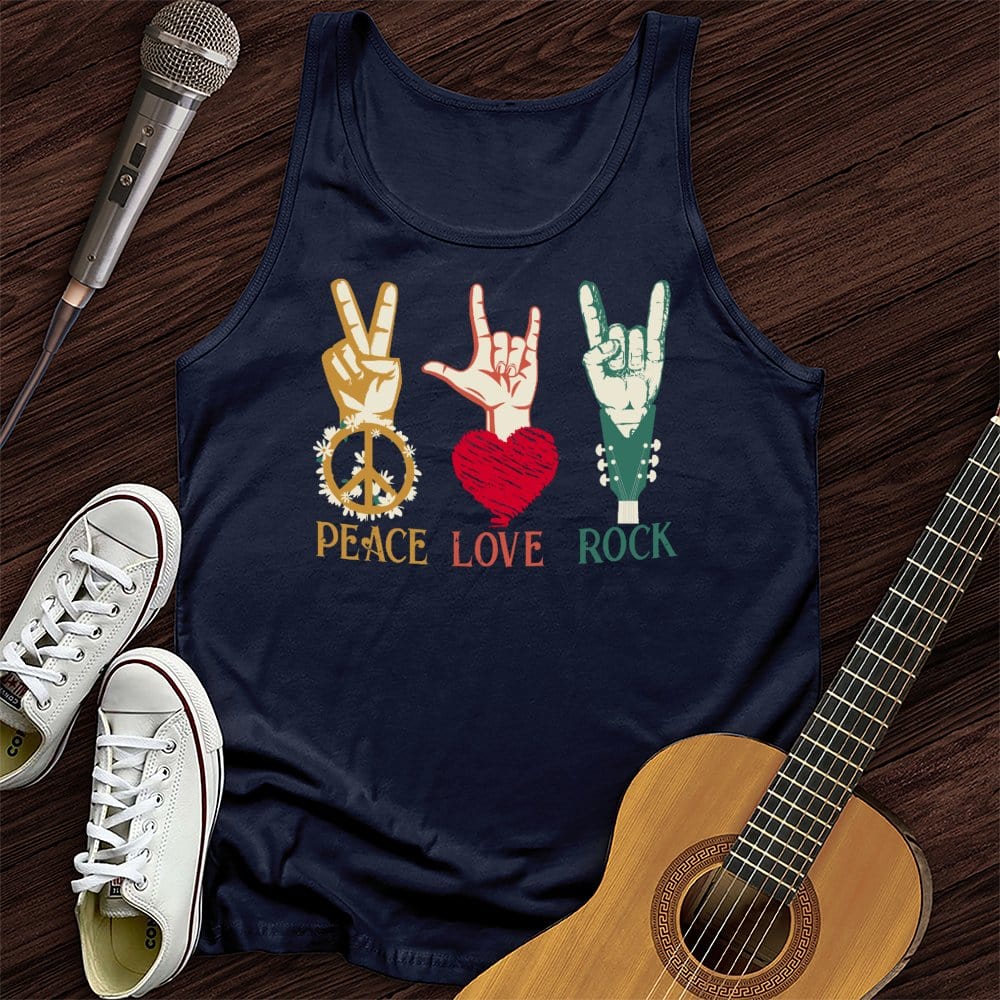 Printify Tank Top Navy / XS Peace, Love, Rock Tank Top