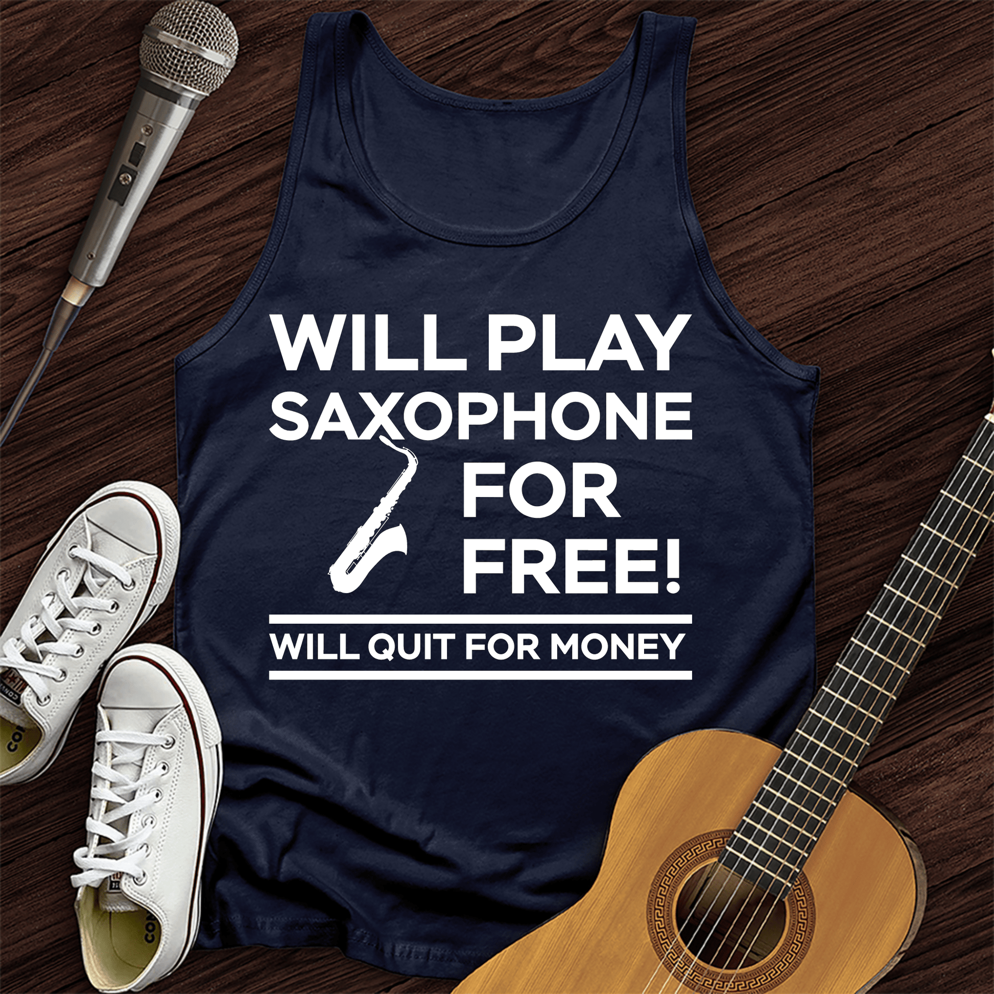 Printify Tank Top Navy / XS Play Saxophone For Free Tank Top