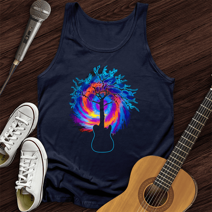 Printify Tank Top Navy / XS Psychedelic Tree Guitar Tank Top