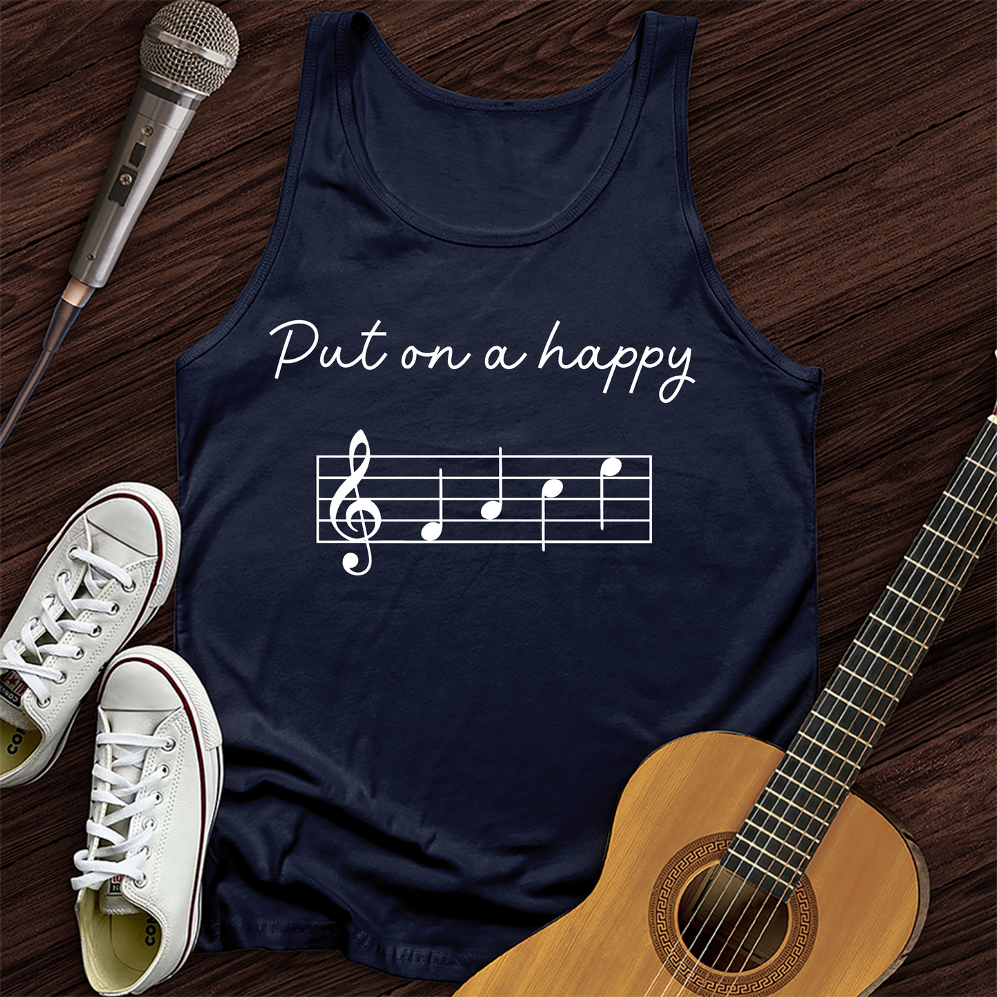Printify Tank Top Navy / XS Put On A Happy Tank Top