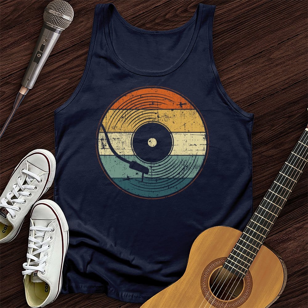 Printify Tank Top Navy / XS Retro Record Unisex Tank Top