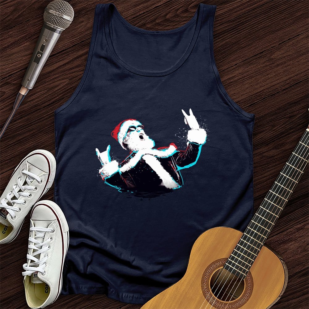 Printify Tank Top Navy / XS Rock and Roll Santa Unisex Tank Top