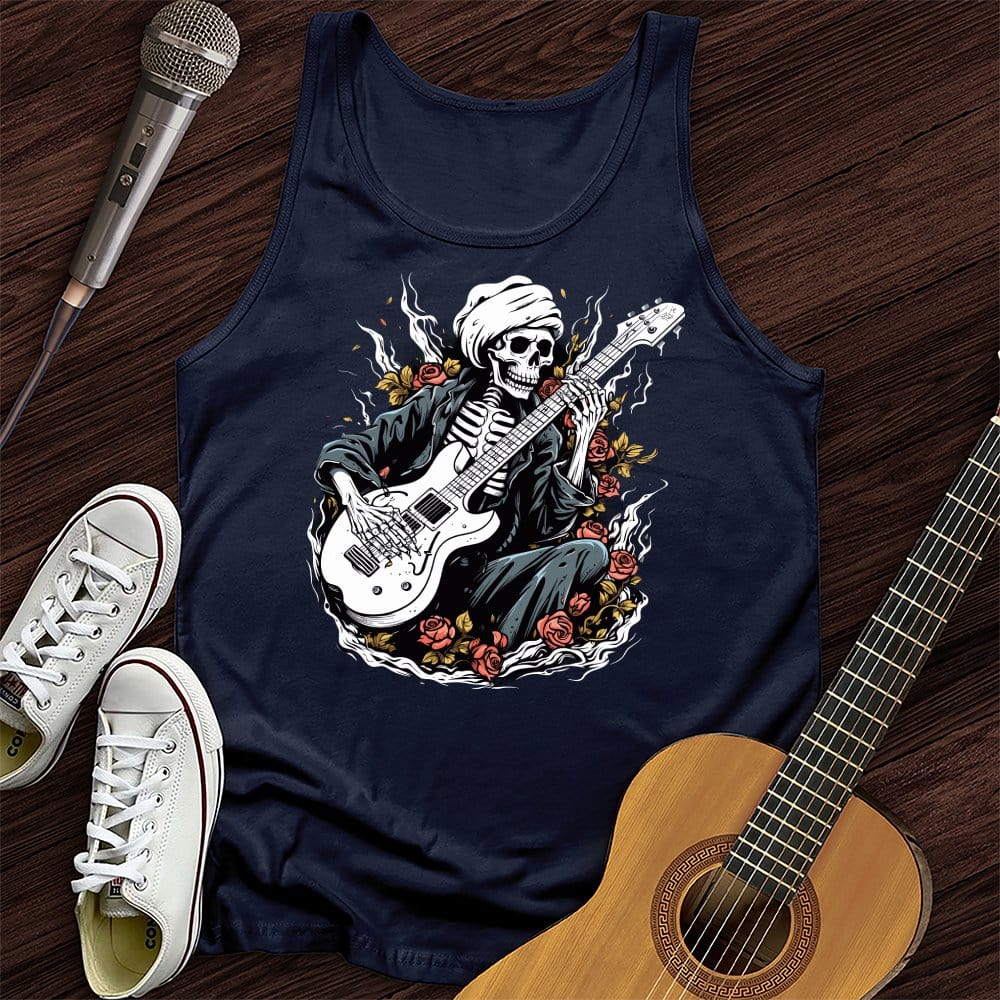 Printify Tank Top Navy / XS Skeleton Playing Music Unisex Tank Top