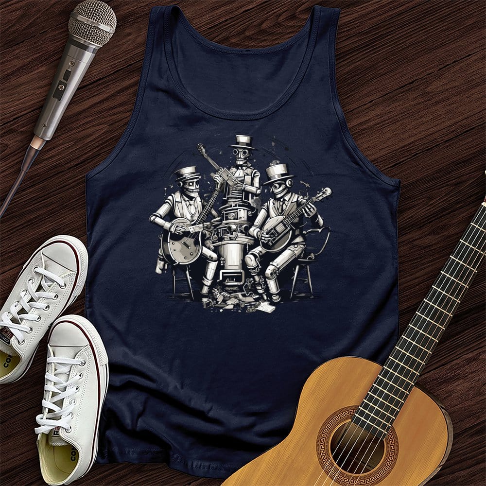 Printify Tank Top Navy / XS Steampunk Skeleton Band Unisex Tank Top