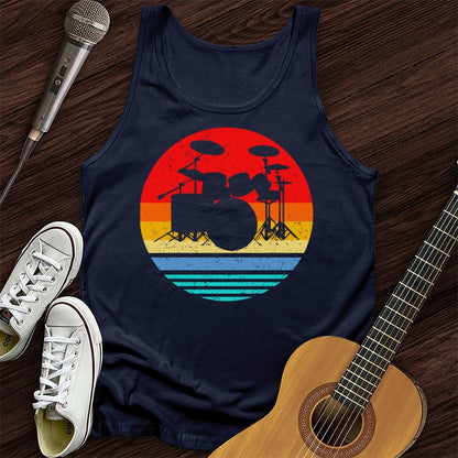 Printify Tank Top Navy / XS Vintage Drum Set Unisex Tank Top
