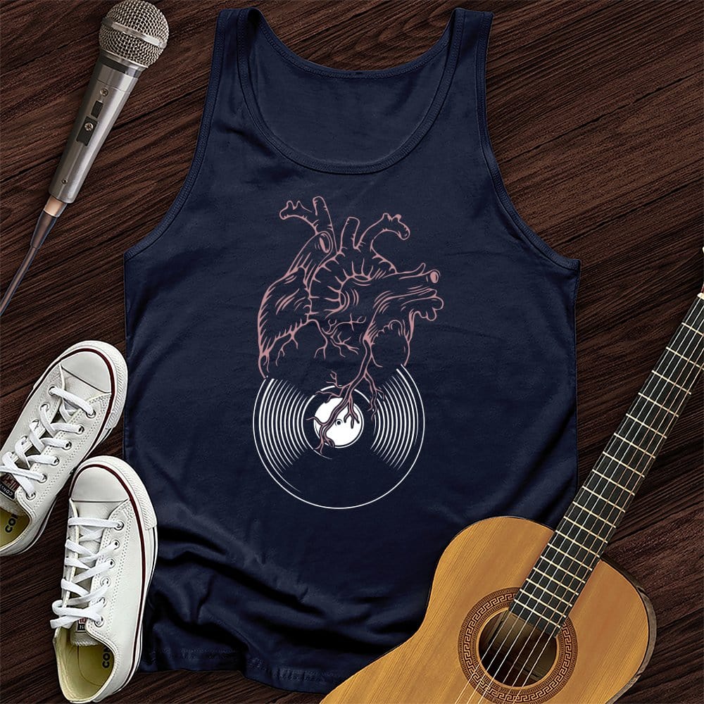 Printify Tank Top Navy / XS Vinyl Heart Tank Top