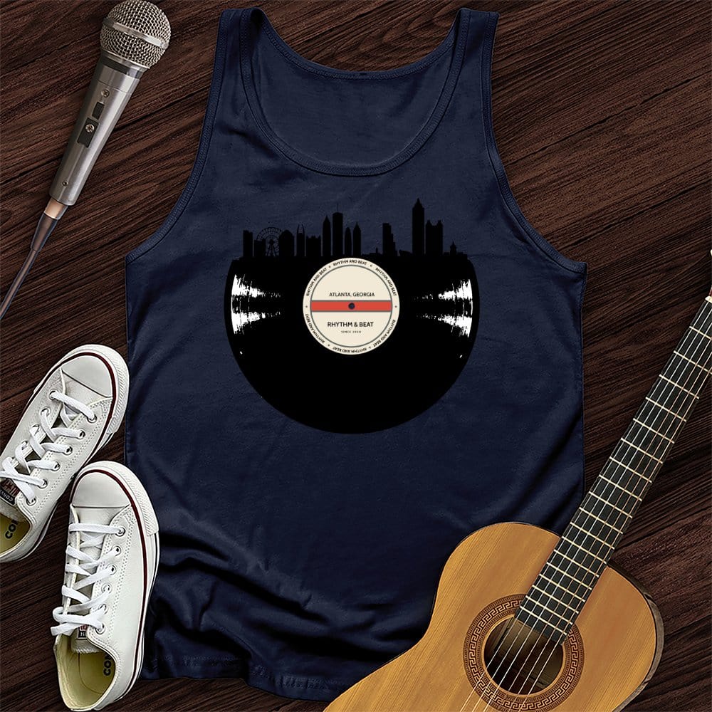 Printify Tank Top Navy / XS Vinyl Skyline Atlanta Unisex Tank