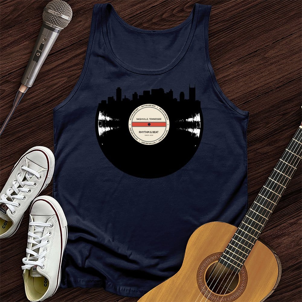 Printify Tank Top Navy / XS Vinyl Skyline Nashville Unisex Tank