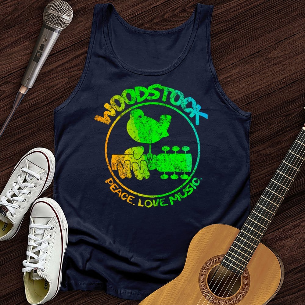 Printify Tank Top Navy / XS Woodstock Peace Love Music Unisex Tank Top