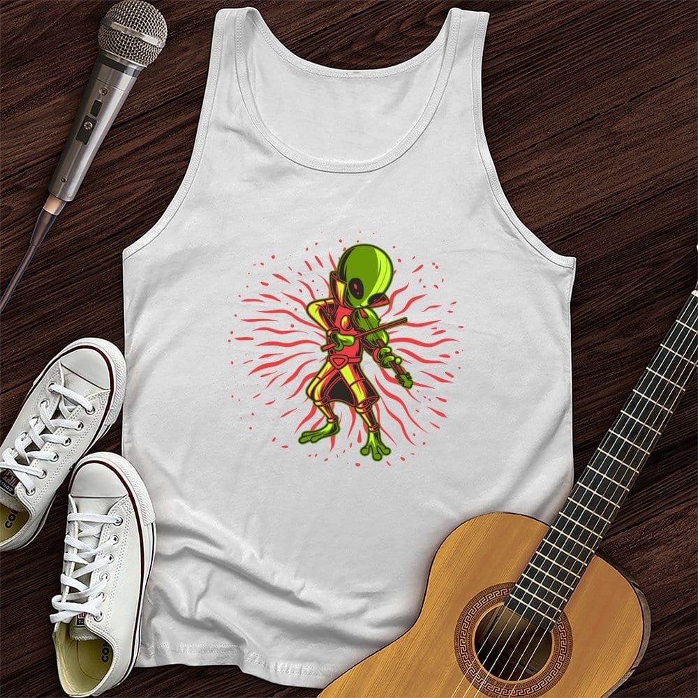 Printify Tank Top White / XS Alien Playing Violin Unisex Tank Top