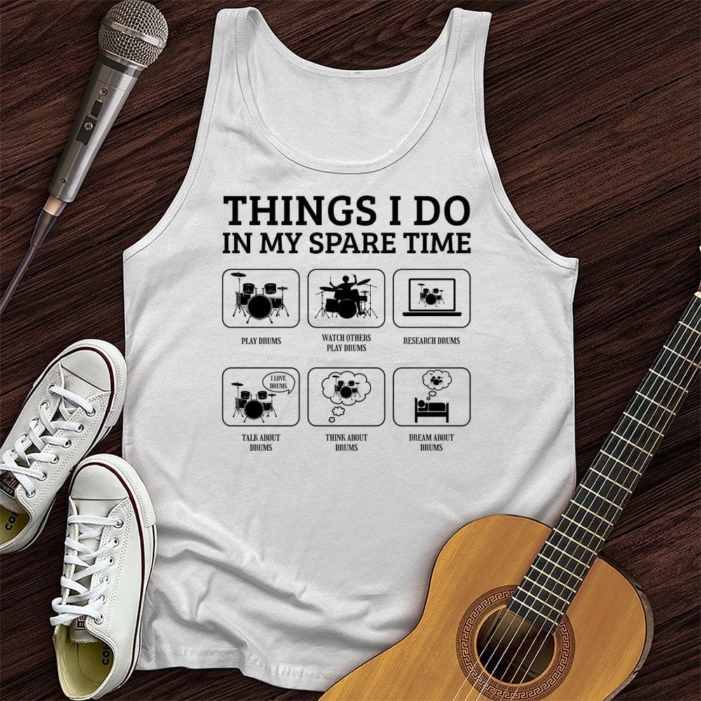 Printify Tank Top White / XS All I Do is Drum Unisex Tank