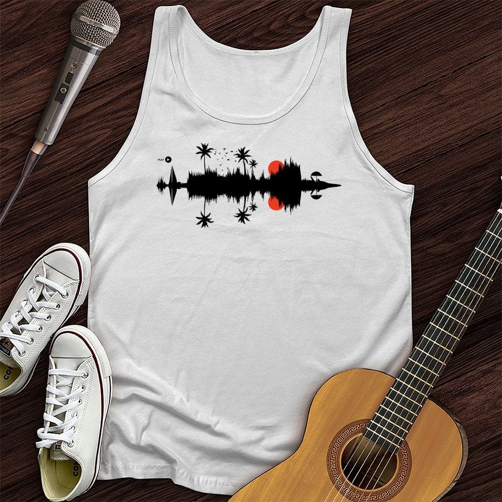 Printify Tank Top White / XS Beach Sound Waves Unisex Tank Top