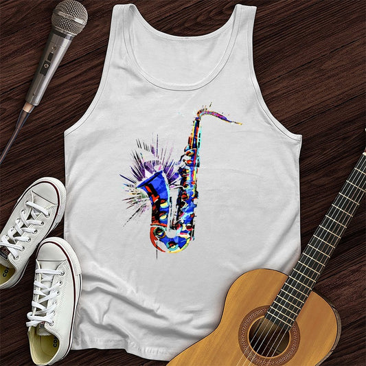 Printify Tank Top White / XS Blue Jazz Sax Unisex Tank Top