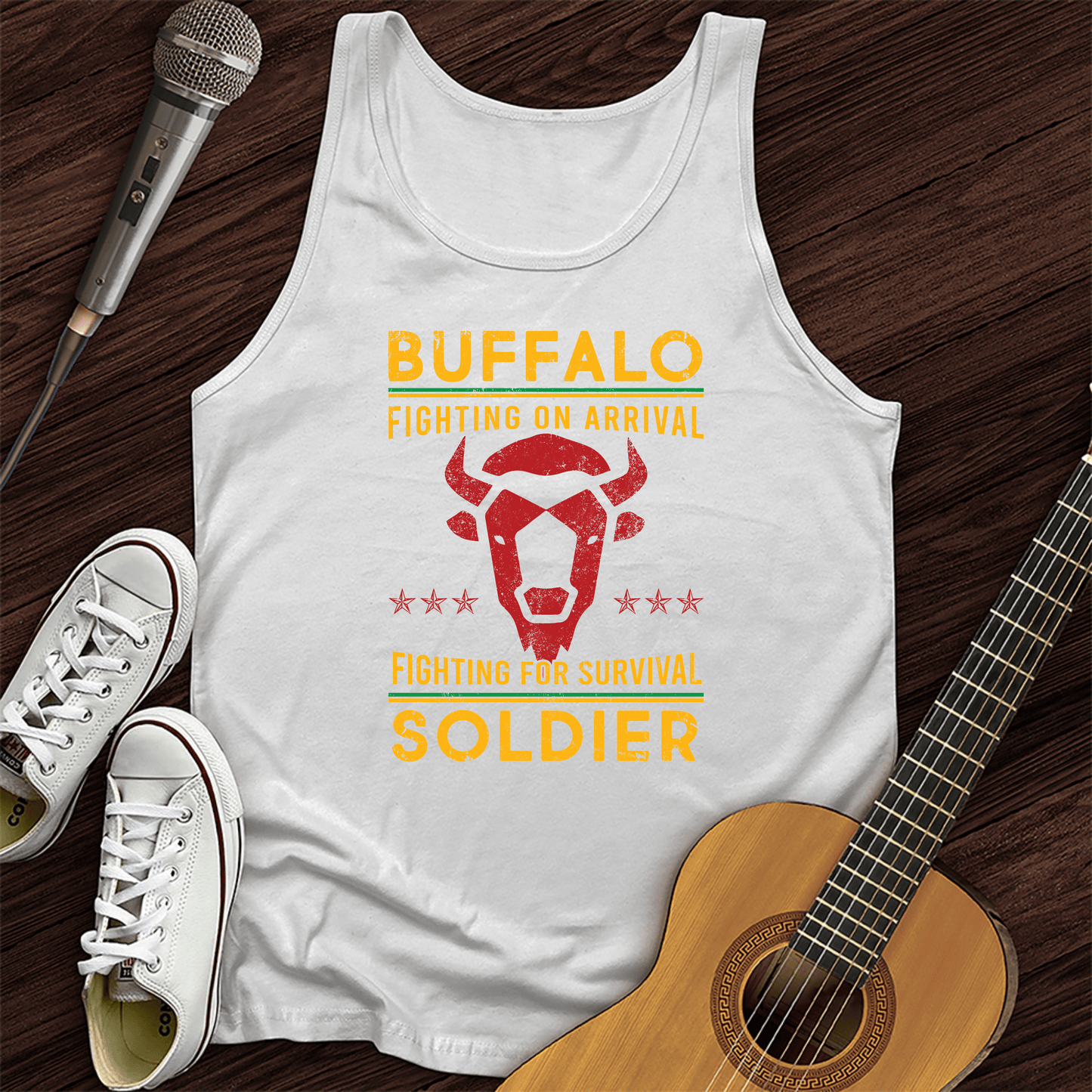 Printify Tank Top White / XS Buffalo Fighting Soldier Tank Top