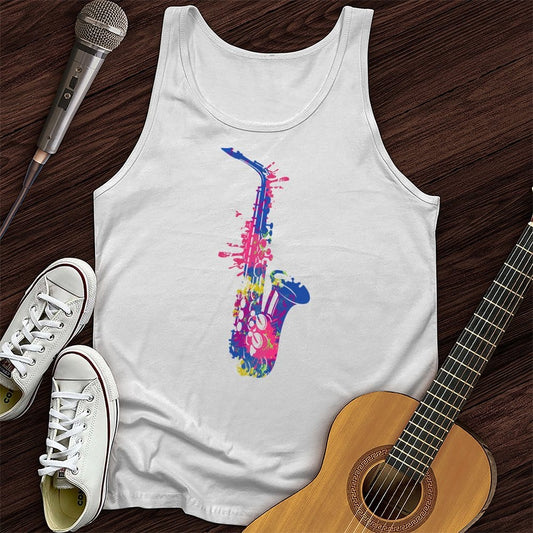 Printify Tank Top White / XS Cartoon Sax Unisex Tank Top