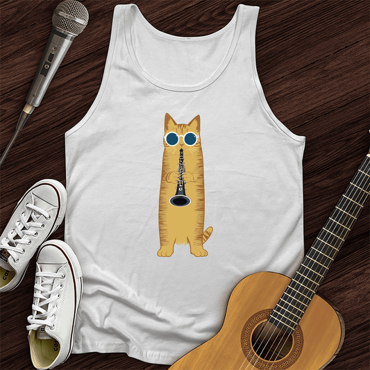 Printify Tank Top White / XS Cat Playing The Clarinet Tank Top