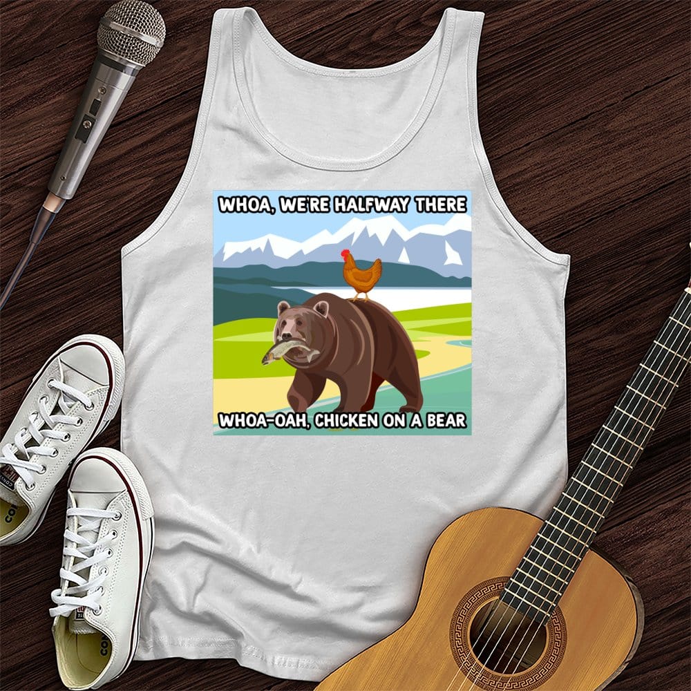 Printify Tank Top White / XS Chicken On A Bear Unisex Tank Top