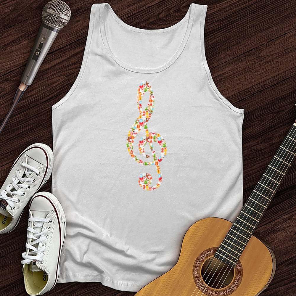 Printify Tank Top White / XS Christmas Treble Clef Unisex Tank Top