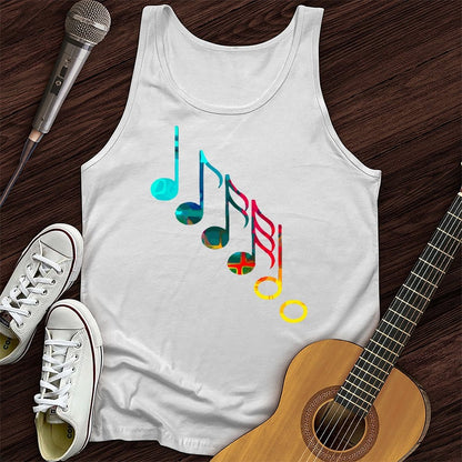 Printify Tank Top White / XS Colorful Music Notes Unisex Tank Top