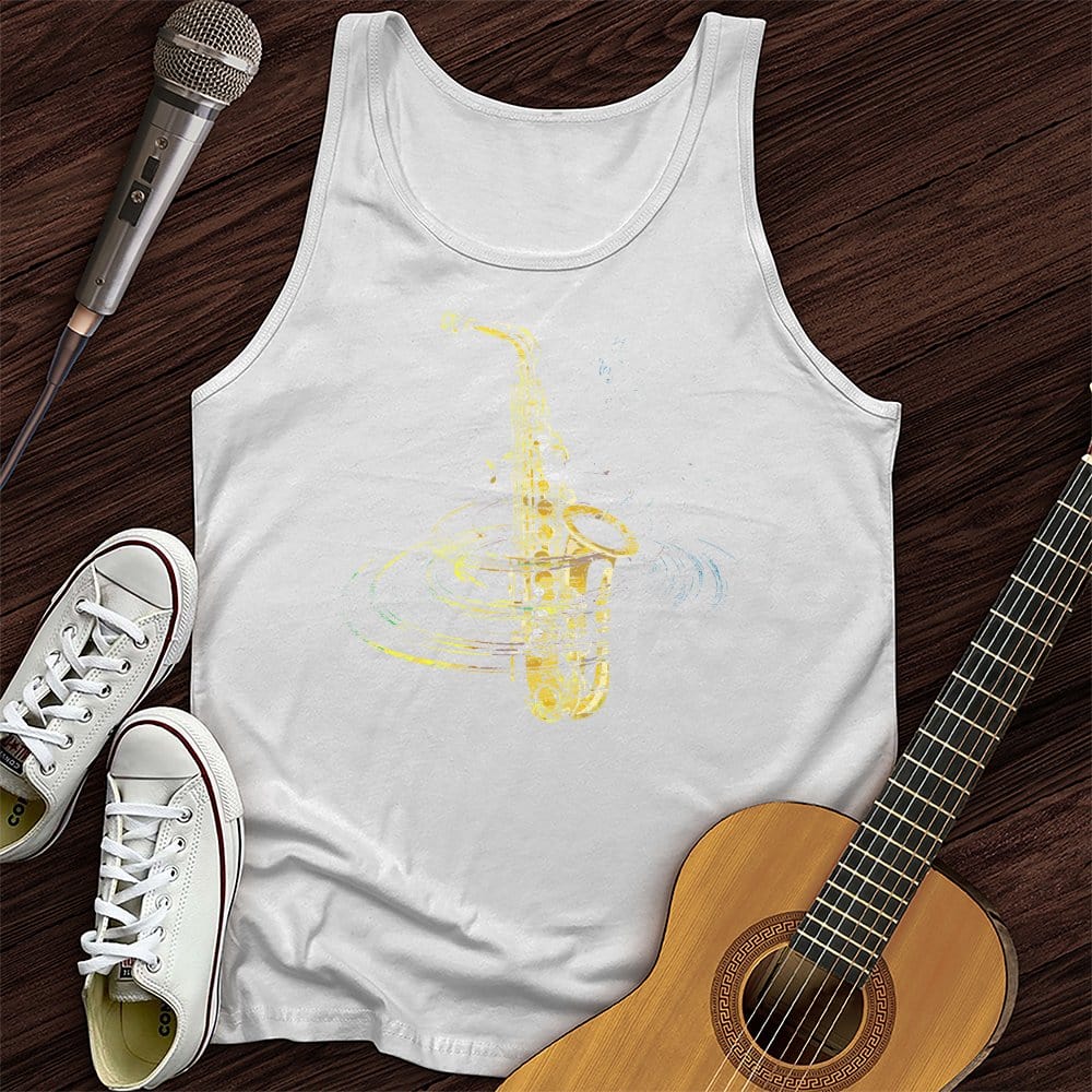 Printify Tank Top White / XS Colorful Sax Unisex Tank Top