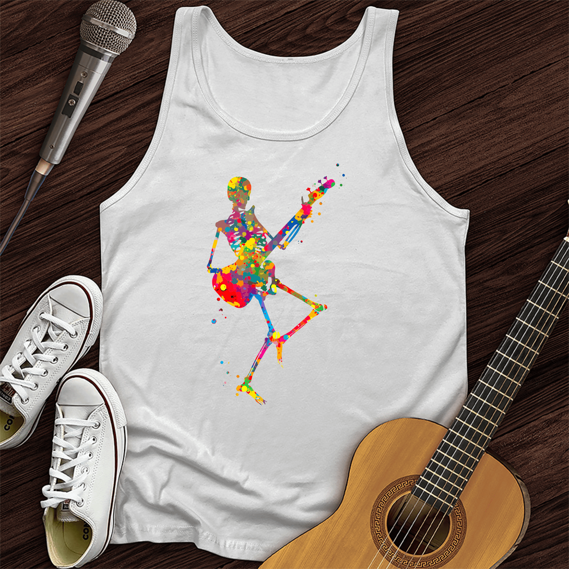 Printify Tank Top White / XS Colorful Souls Guitar Unisex Tank Top