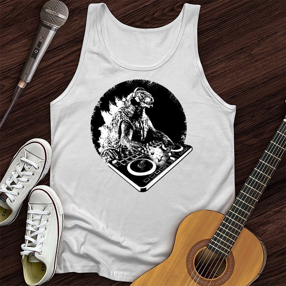 Printify Tank Top White / XS Dino DJ Unisex Tank Top