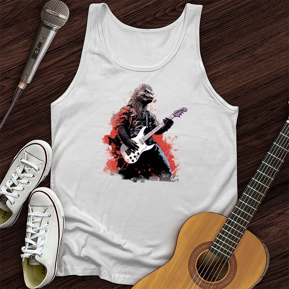 Printify Tank Top White / XS Dino Lead Guitarist Unisex Tank Top