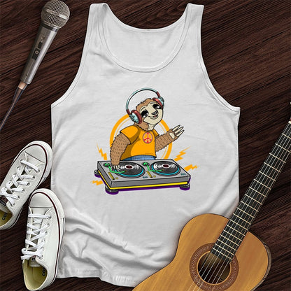Printify Tank Top White / XS DJ Sloth Unisex Tank Top