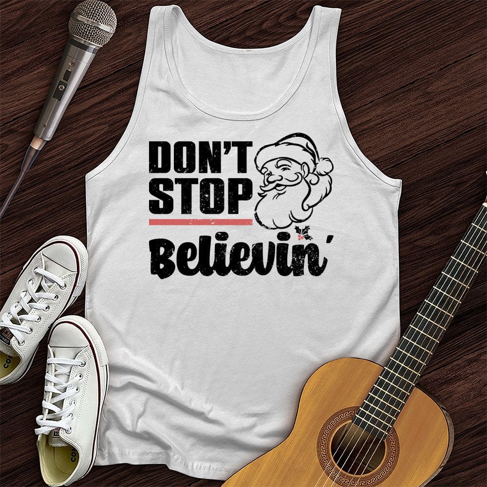 Printify Tank Top White / XS Don't Stop Believing Santa Unisex Tank Top