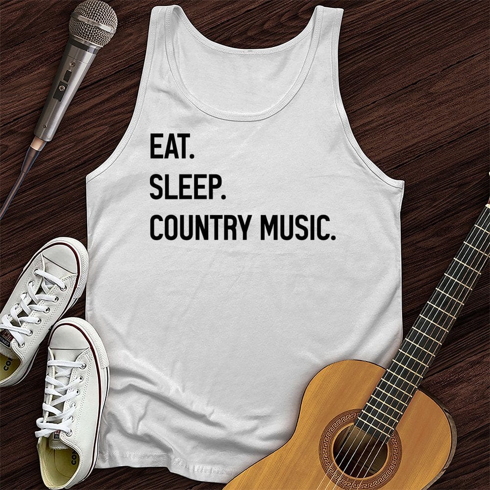 Printify Tank Top White / XS Eat, Sleep, Country Unisex Tank Top