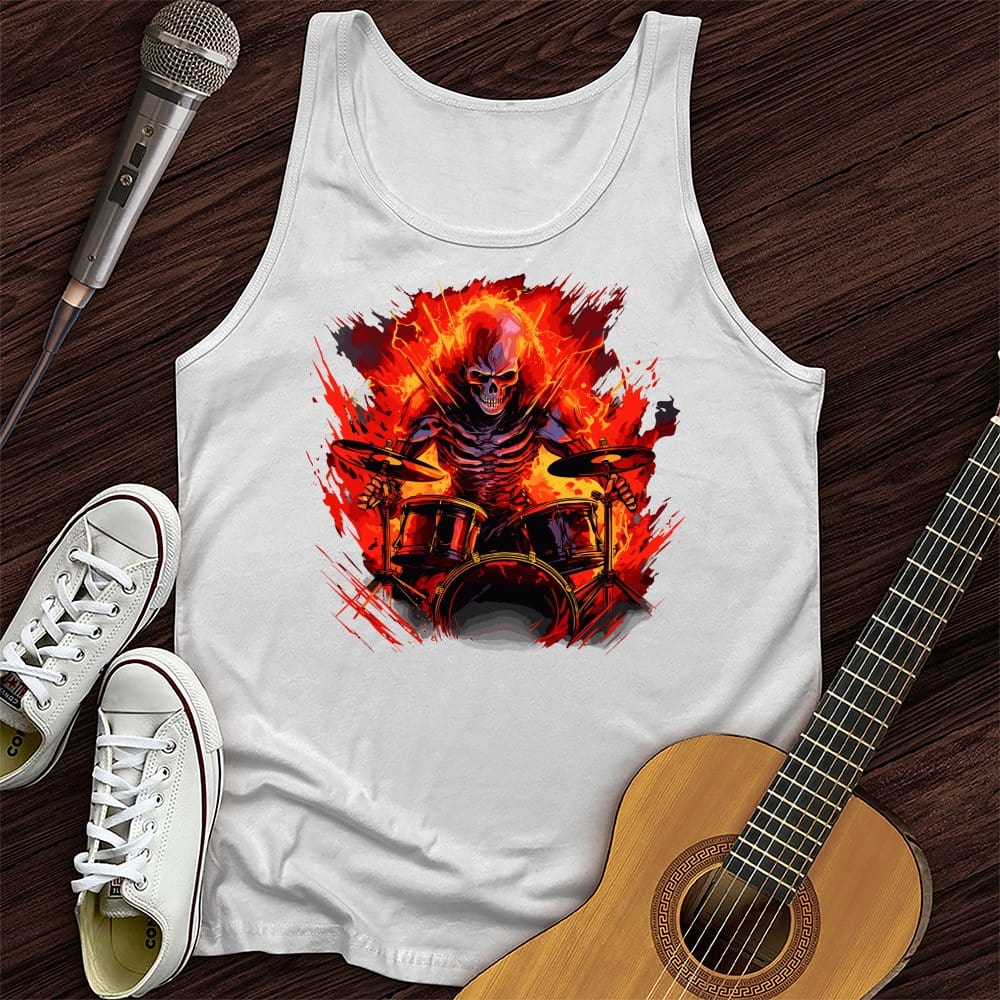 Printify Tank Top White / XS Fiery Drummer Unisex Tank Top