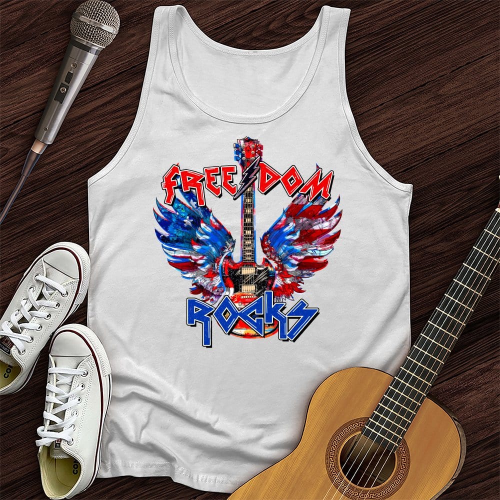 Printify Tank Top White / XS Freedom Rocks Unisex Tank Top