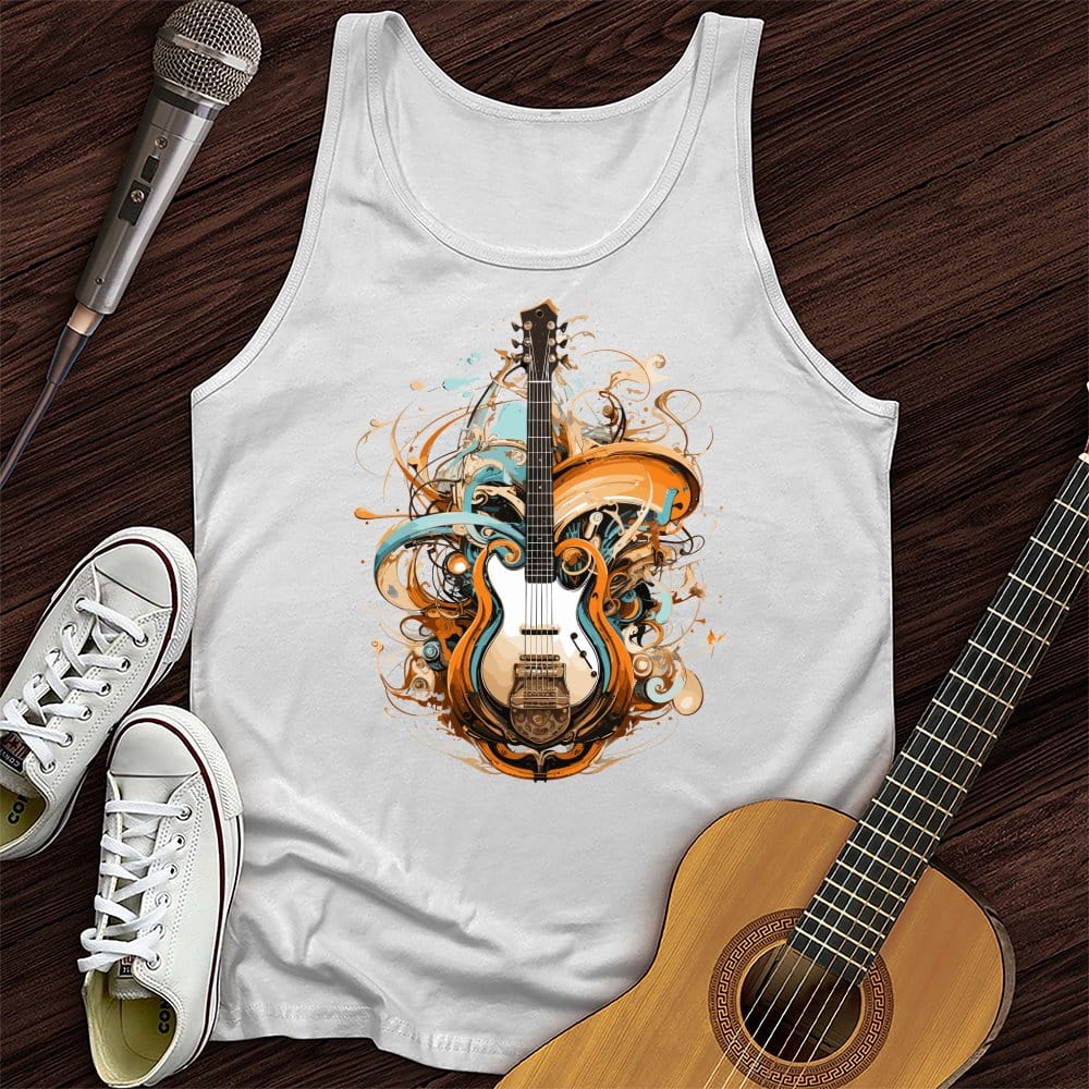 Printify Tank Top White / XS Guitar Steampunk Unisex Tank Top