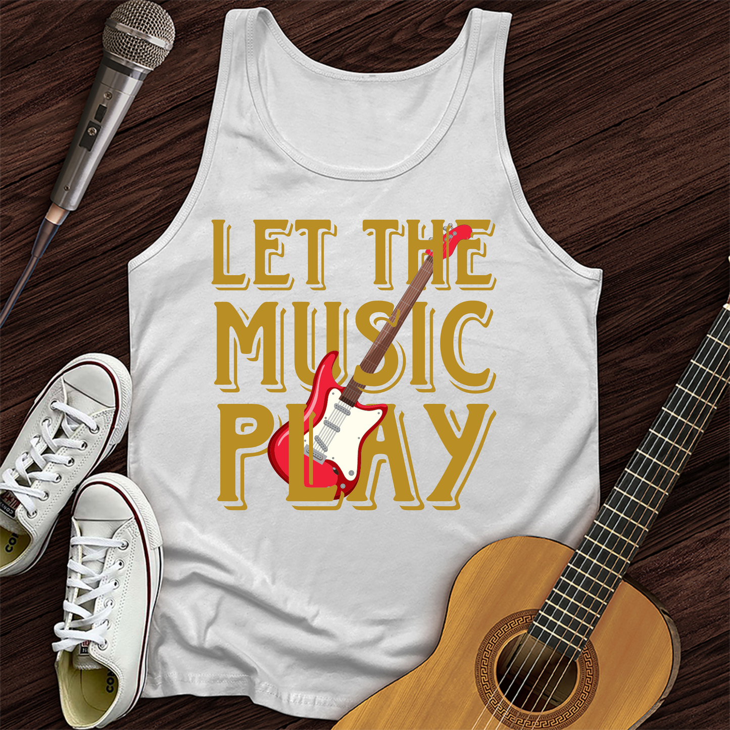 Printify Tank Top White / XS Let The Music Play Tank Top