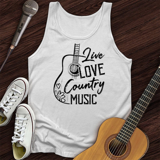 Printify Tank Top White / XS Live, Love, Country Unisex Tank Top