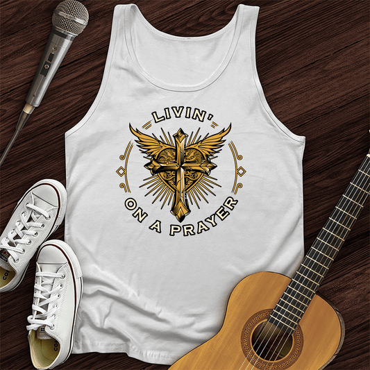 Printify Tank Top White / XS Livin' On A Prayer Unisex Tank Top