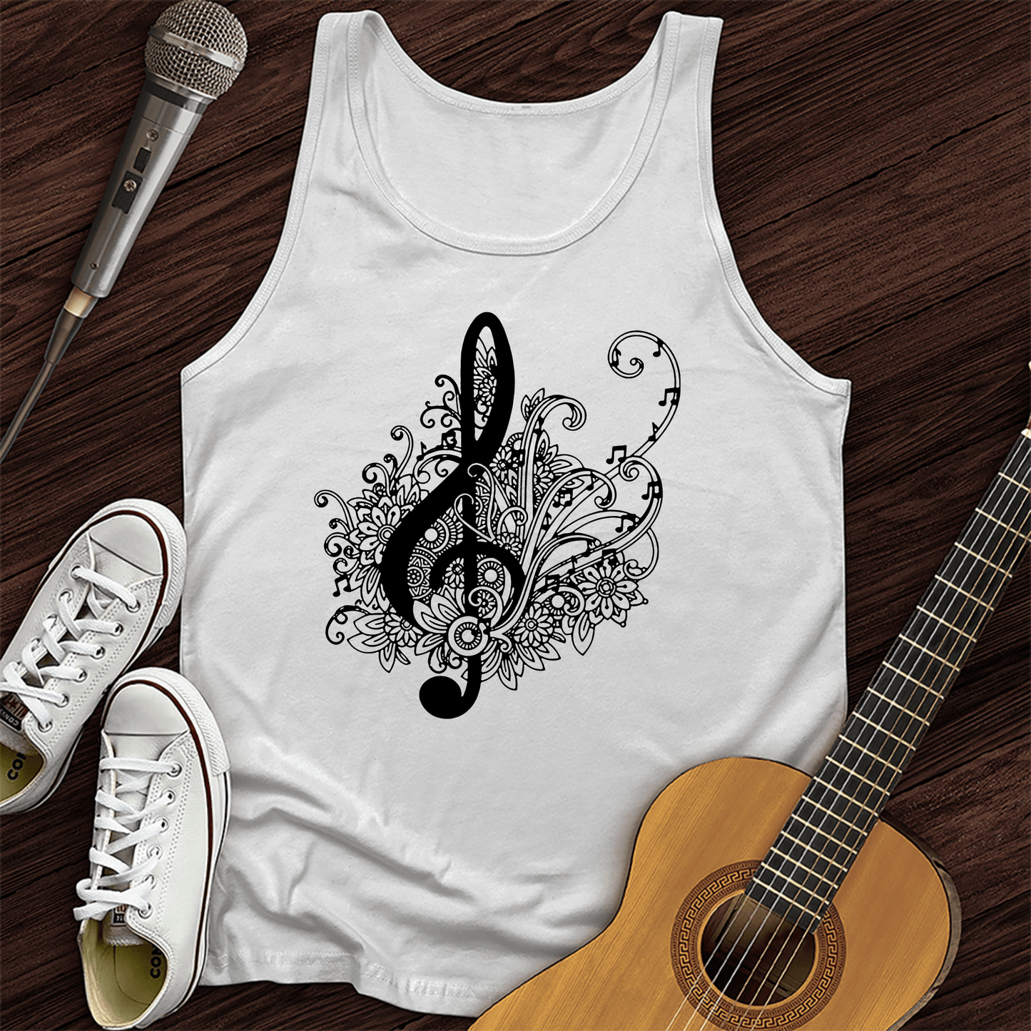 Printify Tank Top White / XS Mandala Music Note Unisex Tank Top