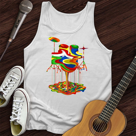 Printify Tank Top White / XS Melting Drums Unisex Tank Top