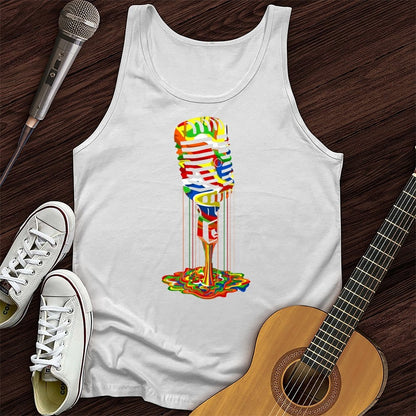 Printify Tank Top White / XS Melting Microphone Unisex Tank Top