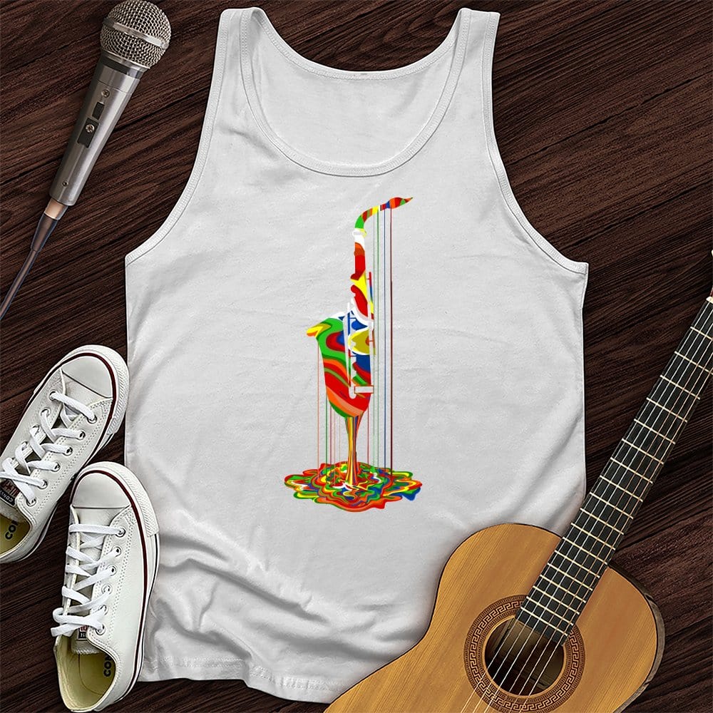 Printify Tank Top White / XS Melting Saxophone Unisex Tank Top