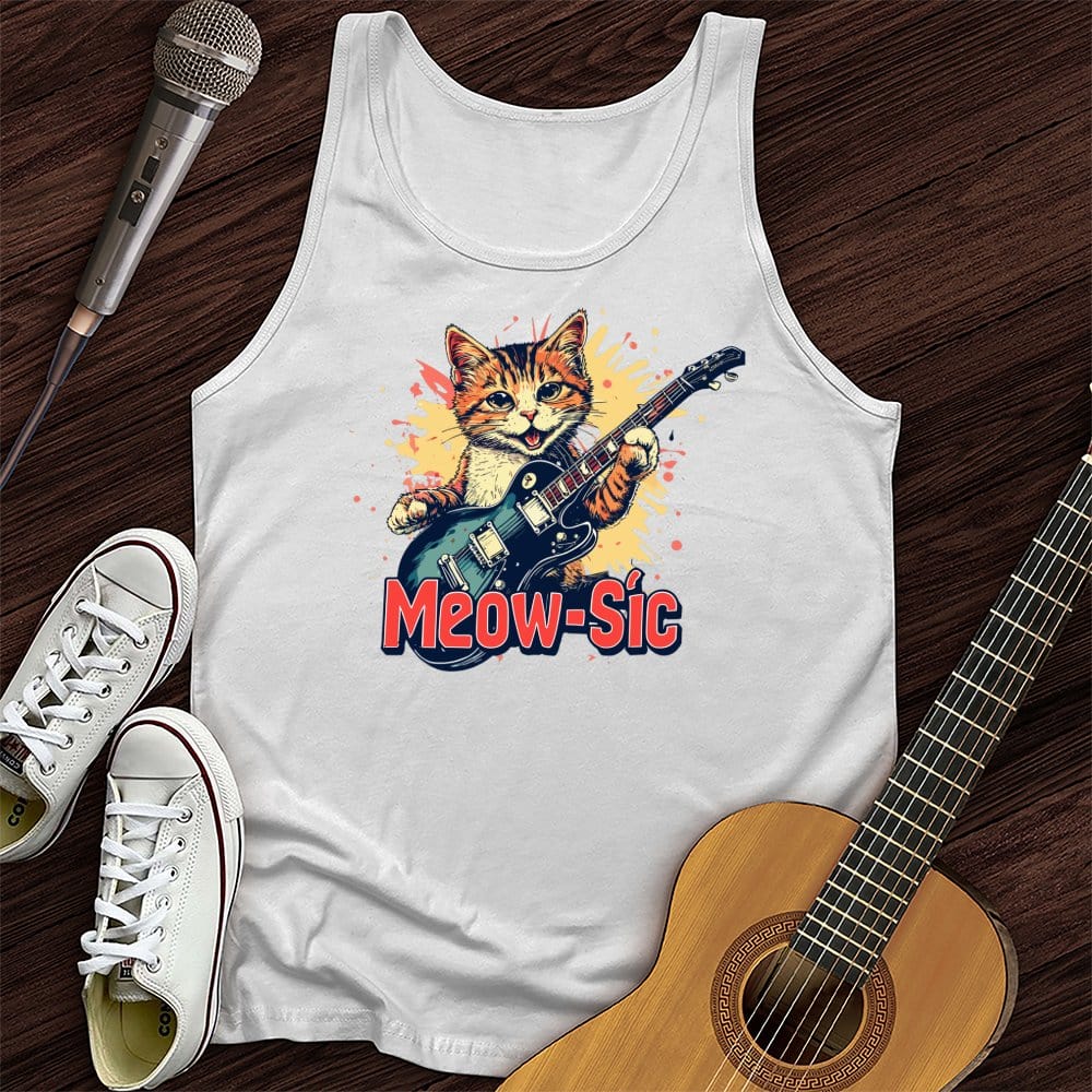 Printify Tank Top White / XS Meow-sic Unisex Tank Top