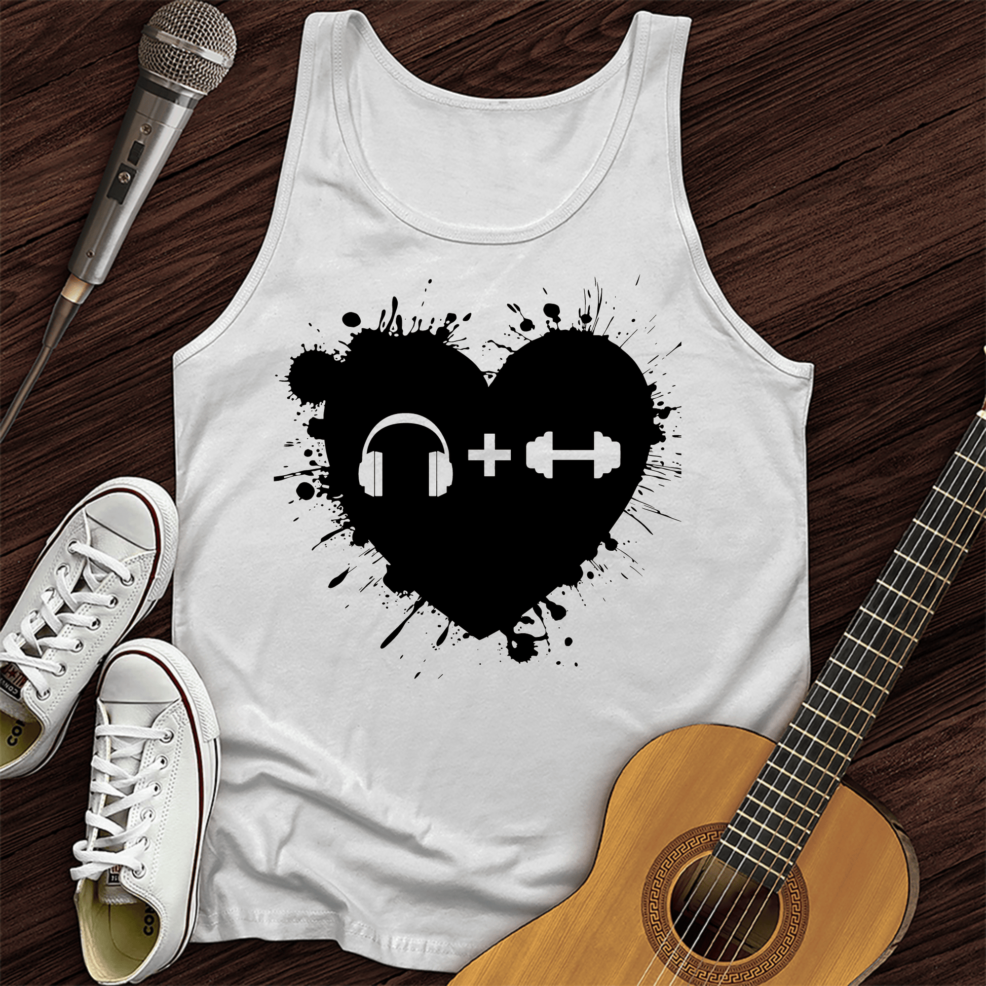 Printify Tank Top White / XS Music And Exercise Tank Top