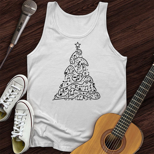 Printify Tank Top White / XS Music Christmas Tree Unisex Tank Top