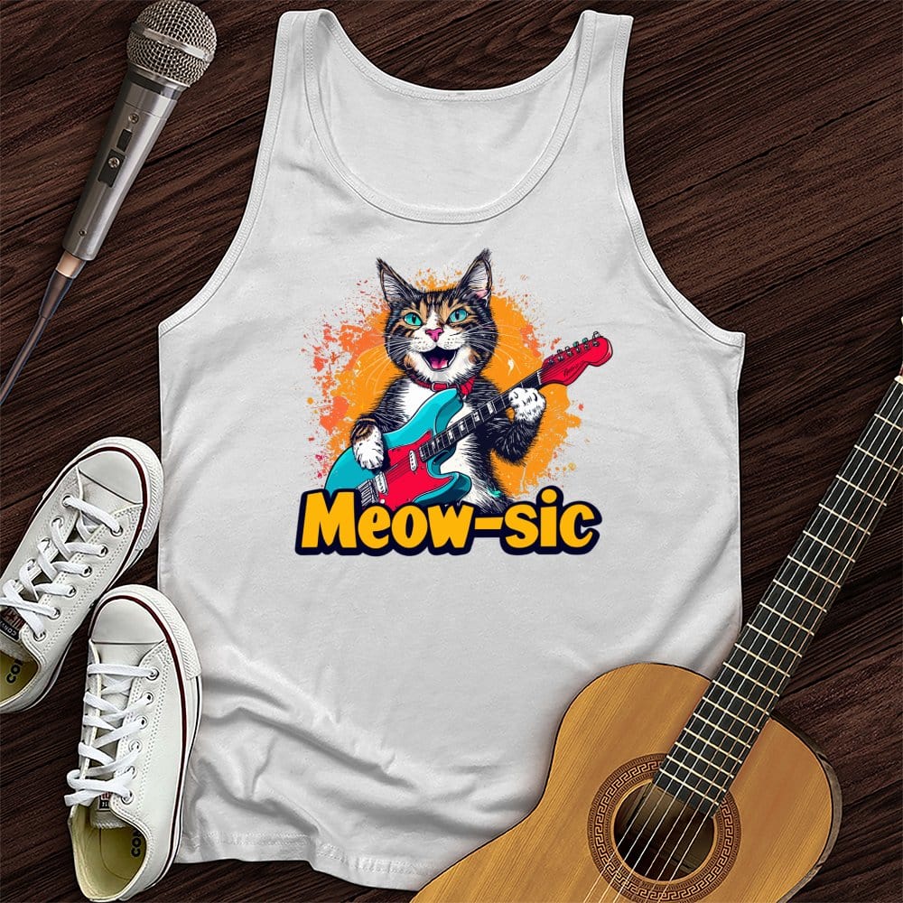 Printify Tank Top White / XS Music Meow Unisex Tank Top