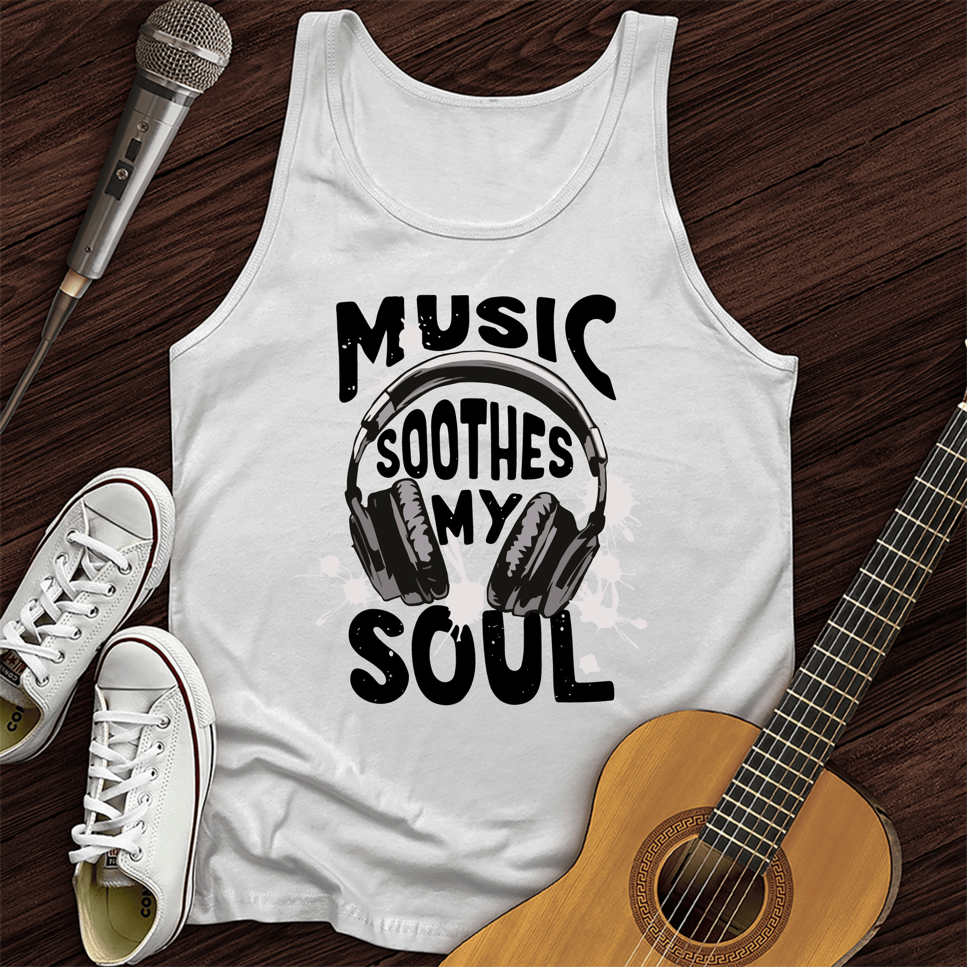Printify Tank Top White / XS Music Soothes My Soul Tank Top